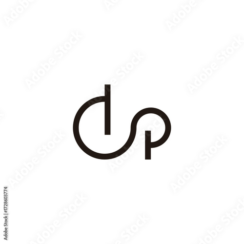 Letter d and p outline, unique geometric symbol simple logo vector