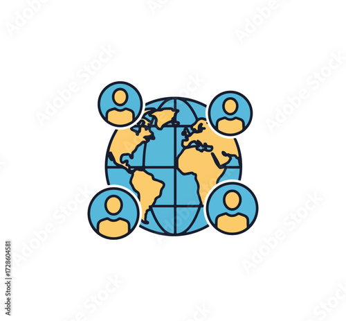 Global connections world map illustration