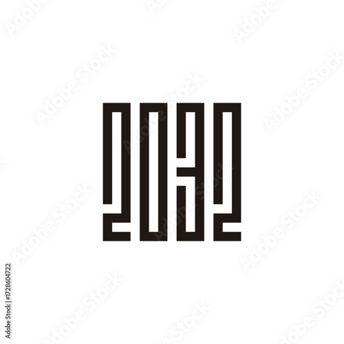 Number 2, 0, 3 and 2 square, rectangles geometric symbol simple logo vector