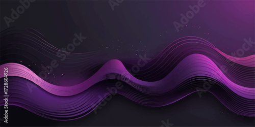 Abstract purple background with light wave lines design and a subtle blue curve pattern for a violet flow art backdrop