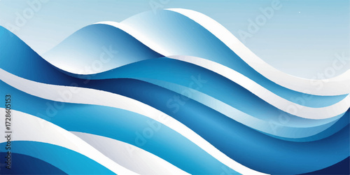 An abstract blue wave vector design with a flowing curve pattern creates a stylish background illustration for business and web use