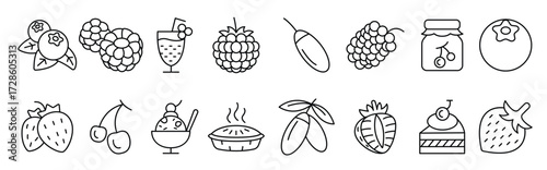 Berries icon set in thin line style