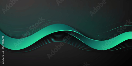 Abstract wave vector design wallpaper: a blue and green curve pattern with a light flow concept for business banner illustration