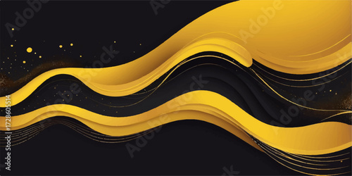 Abstract yellow and orange wave vector design with a fluid line pattern, ideal as a business banner or web template illustration