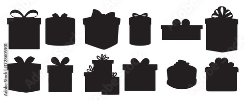 gift boxes silhouette on white background vector illustration