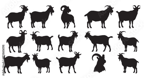 goats silhouette vector illustration