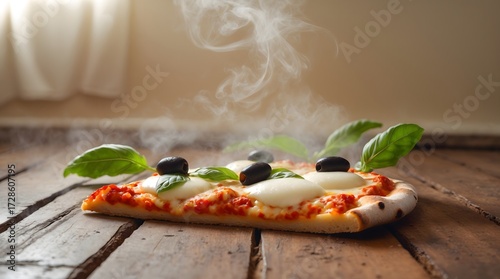 Fototapeta Naklejka Na Ścianę i Meble -  Black electric scooter with red wheels parked on a street