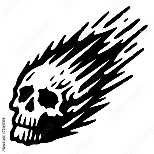 Silhouette of a skull falling down sliding