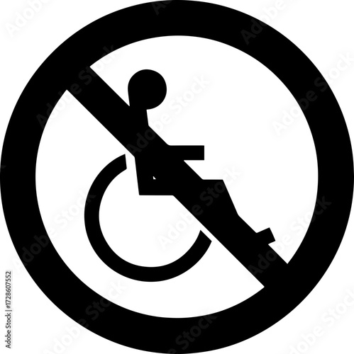 Wheelchair access prohibited sign, promoting accessibility awareness and inclusive design principles