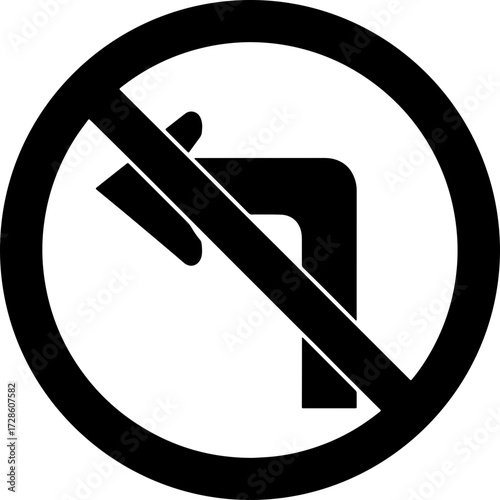No Left Turn Sign: Road safety symbol for drivers and traffic regulations