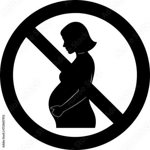 Pregnancy forbidden symbol illustration for safety guidelines, prohibition, and public health awareness