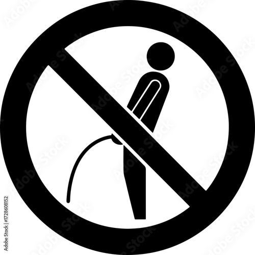 Prohibition sign for urination restriction, a clear no pee zone icon, public health awareness and regulation