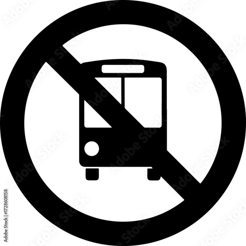 No bus symbol for traffic restriction, transportation rules, and safety regulations, prohibition sign