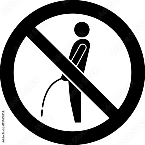 No public urination symbol for respectful urban environments and clean public spaces awareness campaign
