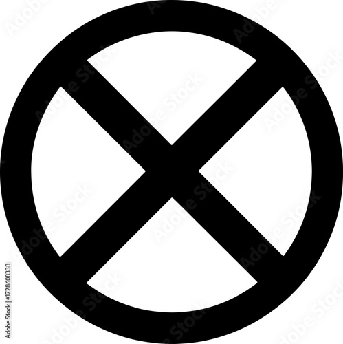 Bold black ban symbol: A modern, clean icon for restriction, blocking, or negative concepts now