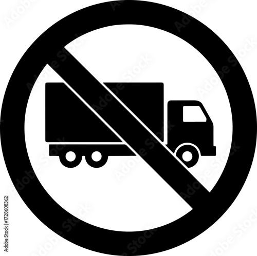 No trucks allowed sign, prohibiting heavy vehicles, promoting safety and regulation, vector origin