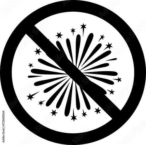 No fireworks allowed symbol for safety and prevention of accidents or fire hazards icon