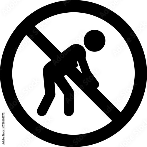 No heavy lifting icon, safety first symbol for workplace health and ergonomic guidelines in black and white