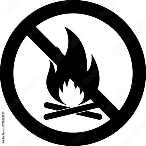 No open flame warning graphic for safety regulations or fire prevention messaging and awareness campaigns