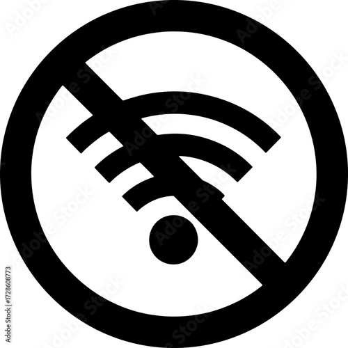 No WiFi signal symbol icon indicating internet connectivity issues or lack of access.