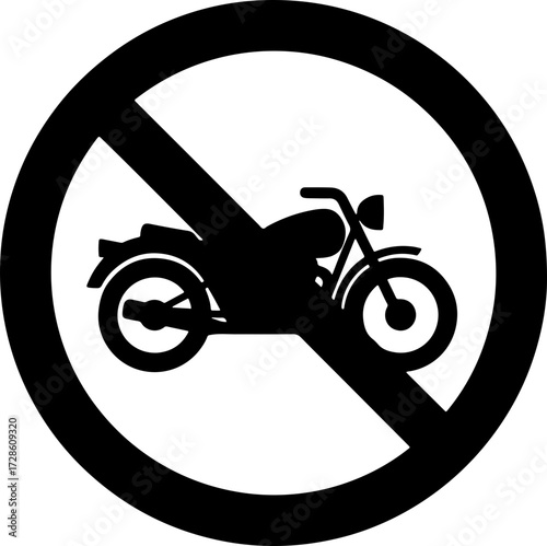 No Motorcycle Zone: Road sign indicating restricted access for two-wheeled vehicles