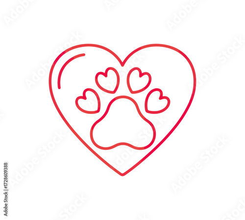 Paw print heart animal adoption graphic