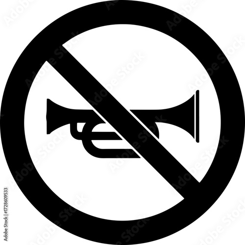 No Horns Allowed: Silence Symbol for Quiet Zones and Noise Reduction