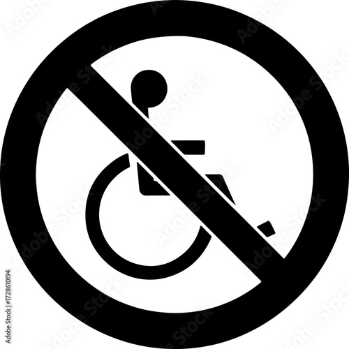 Accessibility restriction sign indicating areas not accessible to individuals using wheelchairs