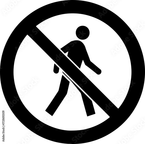 Symbol indicating no pedestrian access, perfect for safety instructions and public signage