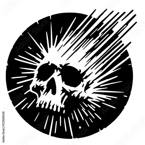 Skull explosion silhouette