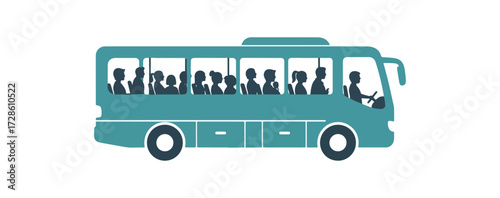 Public transportation bus filled with passengers