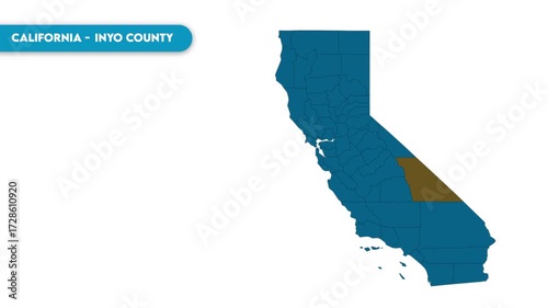 Inyo County Map Video, California map, Political Map of California, national flag and borders, perfect for presentations, travel, education, geography, and global studies.