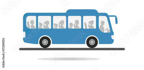 Simple illustration of public bus with passengers