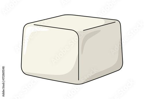 Single beige cube illustration