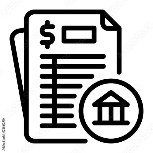 This Bank Statement icon is suitable for Bank, Finance, and related fields.