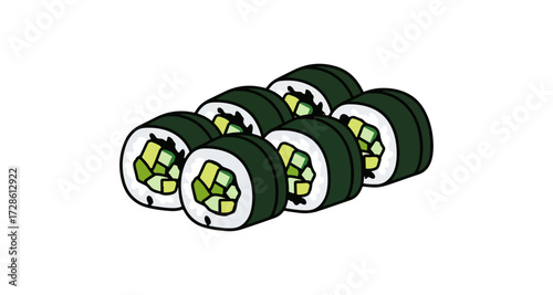 Avocado sushi rolls illustration