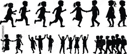 Children Silhouettes .Profile and people silhouette collection. User profile symbol. Group of people or group of users collection. Perfect can use in demographic, social media, and team