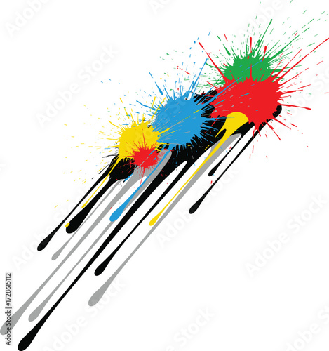 Abstract Vibrant Ink Splash Collection Vector Art
