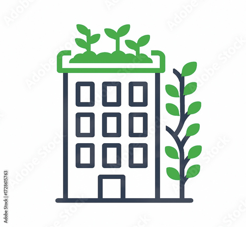 Green plant and tree vector icons illustrate natural eco-friendly symbols of life and organic growth