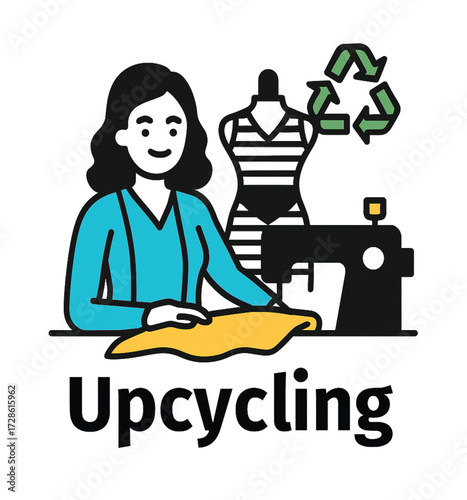 Sustainable fashion and textile recycling with white background.