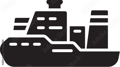 Icebreaker ship navigating through icy waters vector illustration scalable icon for maritime and arctic themes