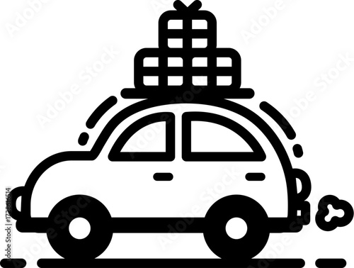 Happy family in car enjoying holiday travel vacation road trip adventure illustration vector scalable eps icon