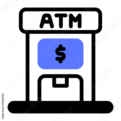 This ATM icon is suitable for Bank, Finance, and related fields.