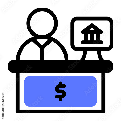 This Teller icon is suitable for Bank, Finance, and related fields.