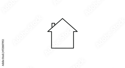 Simple, clean outline of a modern house icon with a chimney, perfect for real estate, architecture, or home ownership themes, conveying stability and shelter.