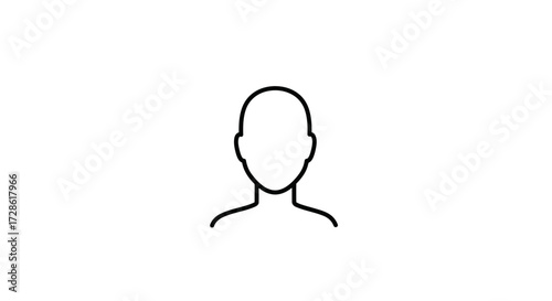Minimalist outline of a person's head and shoulders, representing identity, profile, or user avatar in a clean, modern, and versatile design perfect for digital platforms and branding.