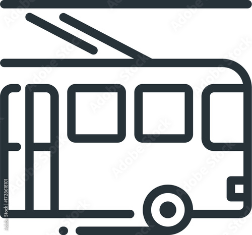 Scalable vector illustration of a trolleybus transport vehicle for icon and design applications