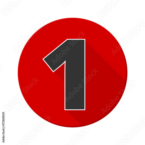 Number 1 and computer symbols in modern flat design icon isolated on transparent background