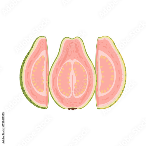 Sliced guava icon logo flat vector design