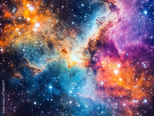 Vibrant Cosmic Nebula Colorful Starscape Galaxy Background